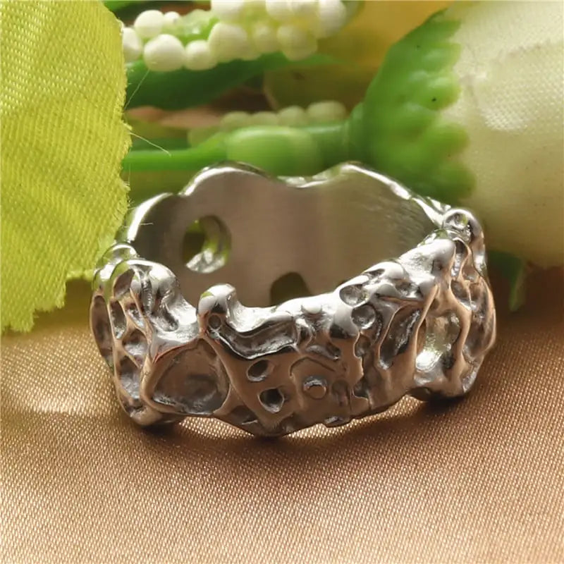 Titanium Steel Tree Figure Vintage Ring